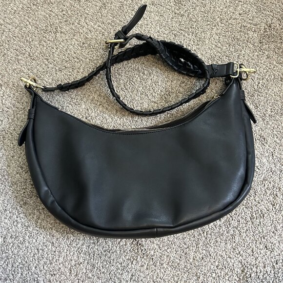 Jules Kae Zola Black Faux Leather Adjustable Strap Crossbody Purse